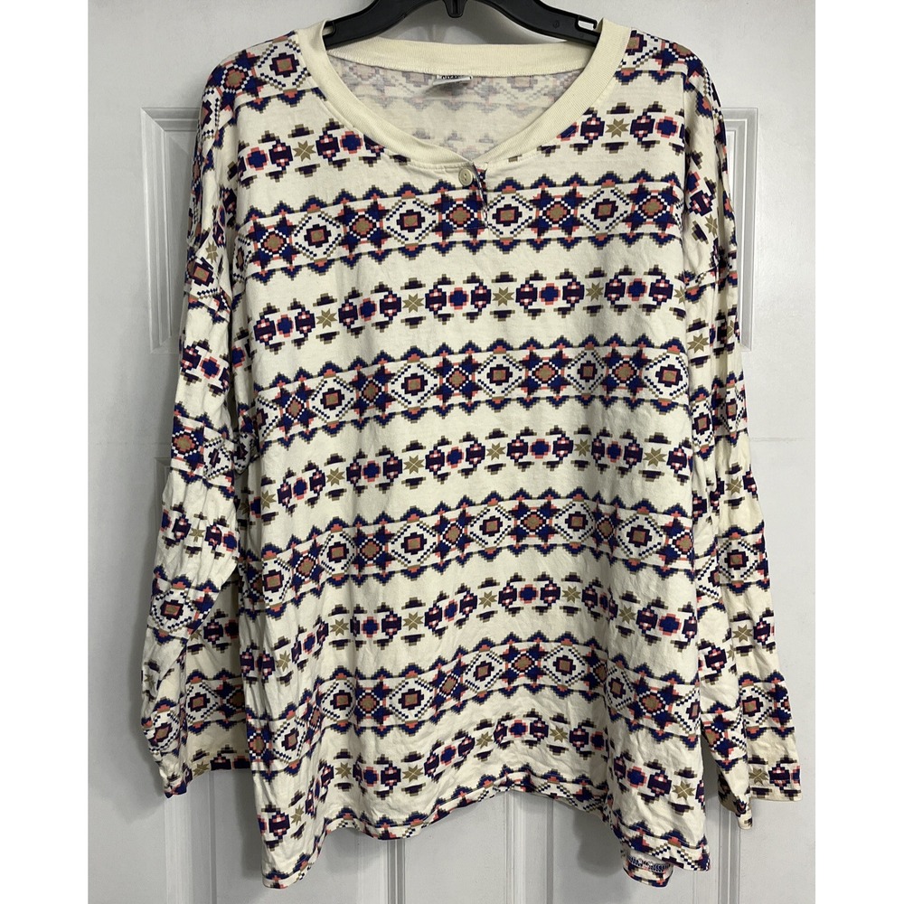 Gitano Womens Top 42 22W Vintage Long Sleeve‎ Shirt Aztec Southwest fair isle